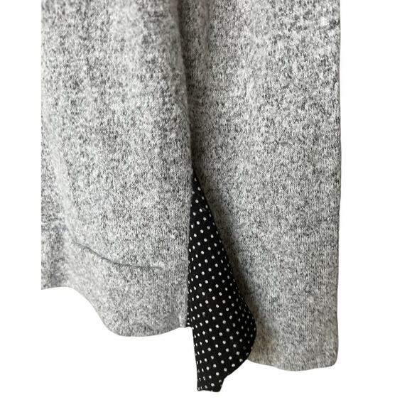 MONTEAU gray ultra soft sweater key hope black polka dot collar and trim size L - Picture 9 of 9